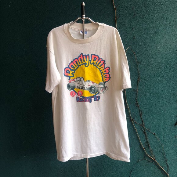 1987 Randy Ritskes Car Racing Tee , Vintage Car Racing Graphic T-Shirt Size L - Picture 1 of 10